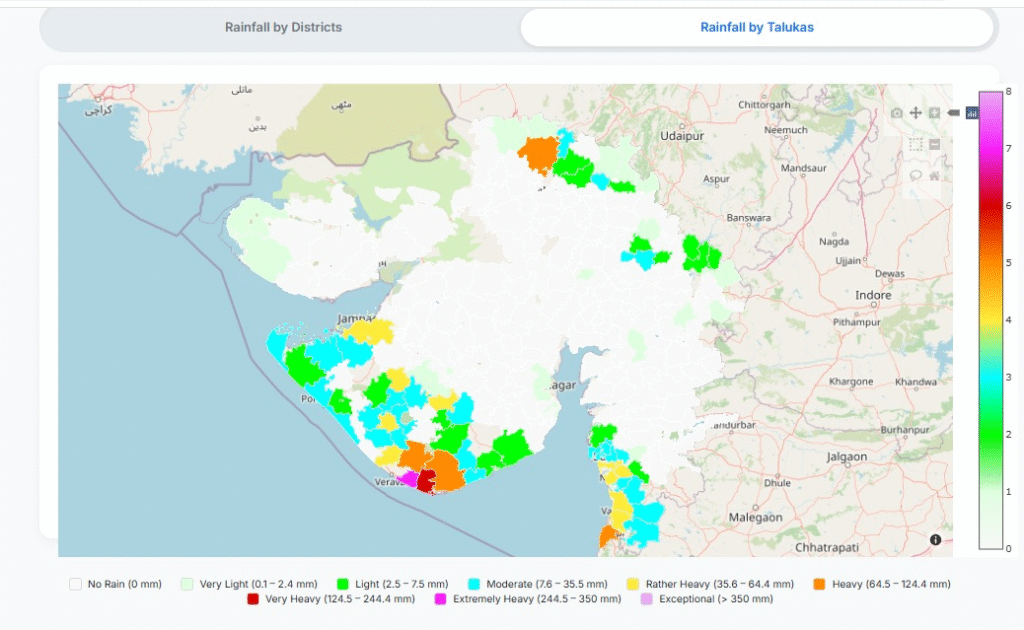 છેલ્લા 24 કલાકોમાં રાજ્યમાં 82 તાલુકાઓમાં  વરસાદ નોંધાયો.
